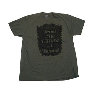 True Craft Graphic Tee Shirt "Trust Me I Have a Beard" Sz Large Green NWOT